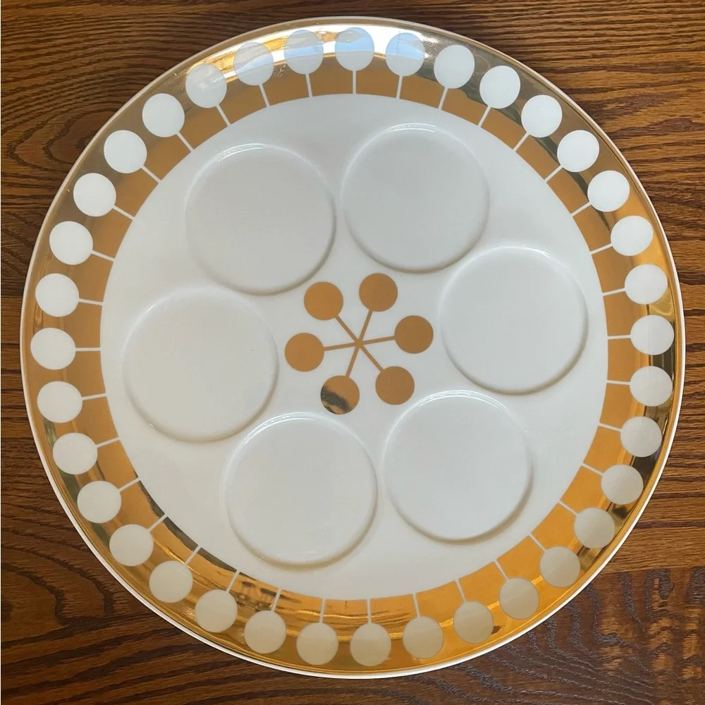 Jonathan Adler Passover Futura Seder Plate with Real Gold Accents